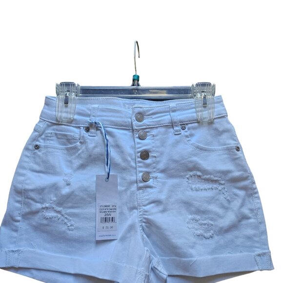 SOUTHERN TIDE -Hay`s white Denim Distressed Folded Raw Hem Jean Short - Picture 3 of 7